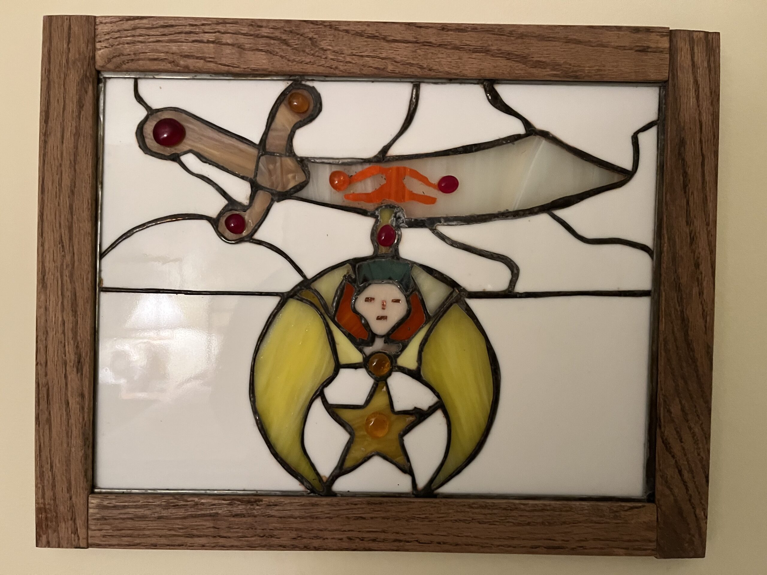 Item SH 2 - Framed Stained Glass of Shriner Emblem